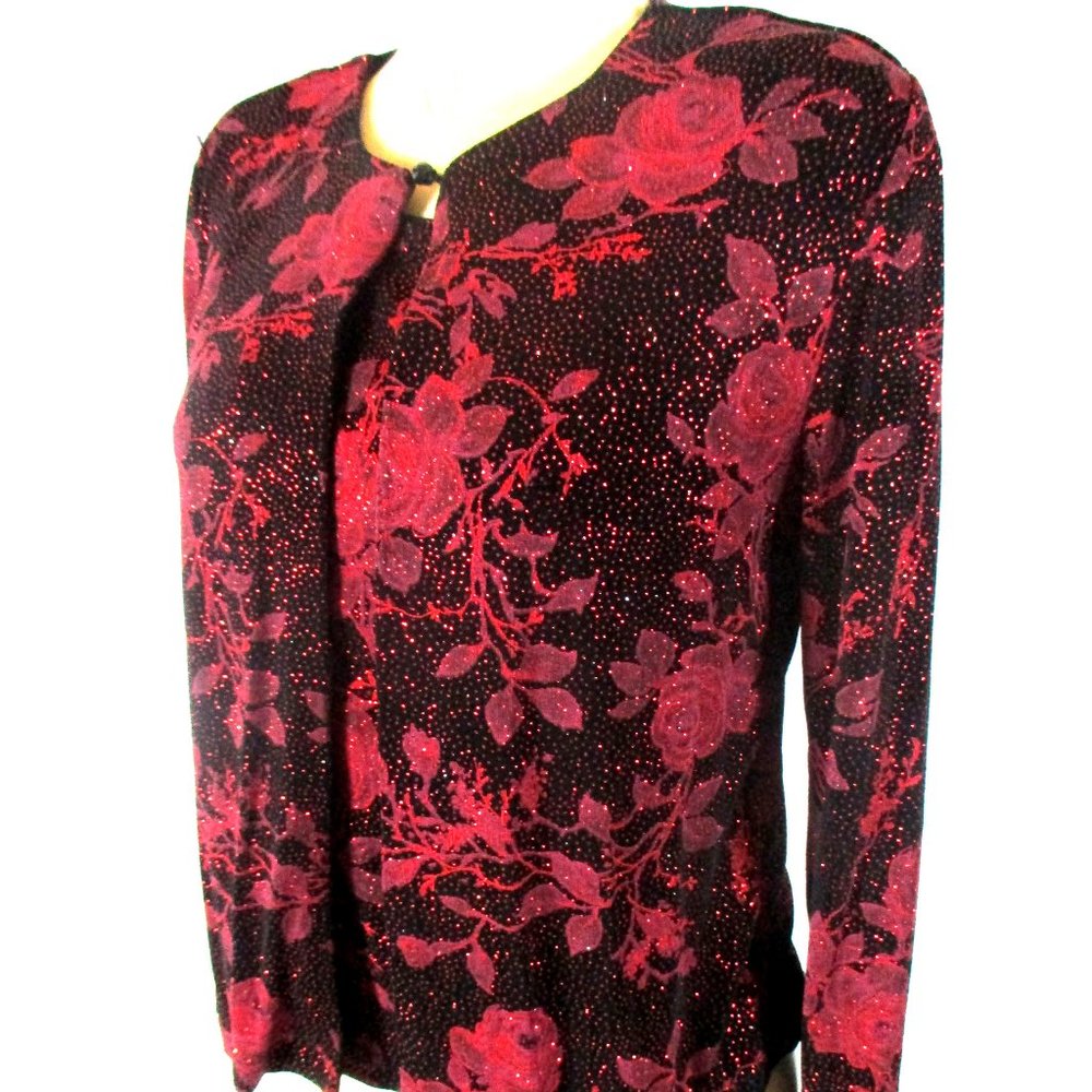 JS Edward womens M red GLITTER 2 pc jacket (R)E1M